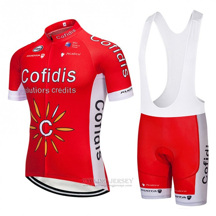 2018 Cycling Jersey Cofidis Red and White Short Sleeve and Bib Short